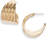 Open Edit Wide Fluted Hoop Earrings