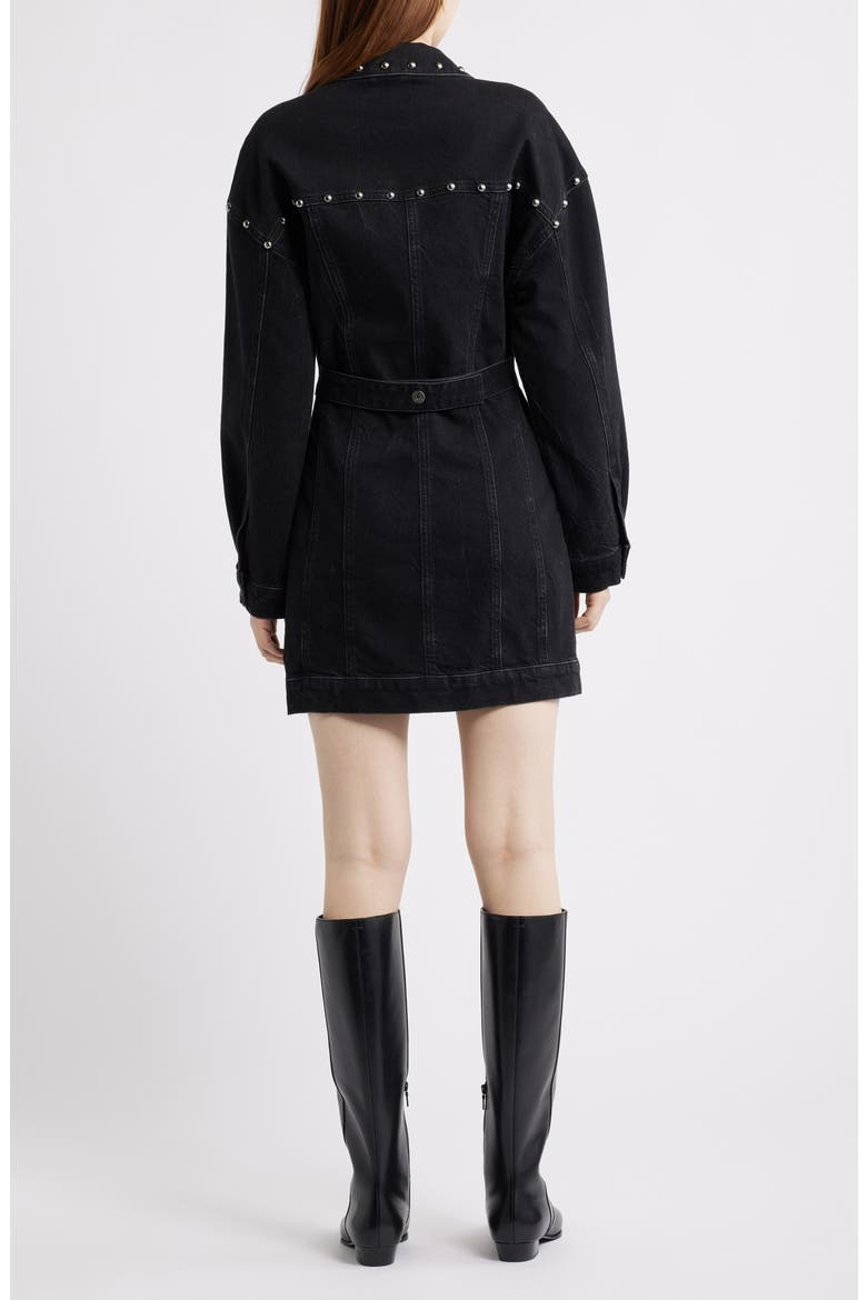 Ladera Studded Long Sleeve Denim Mini Shirtdress, Alternate, color, BLACK STONE STUDDED
