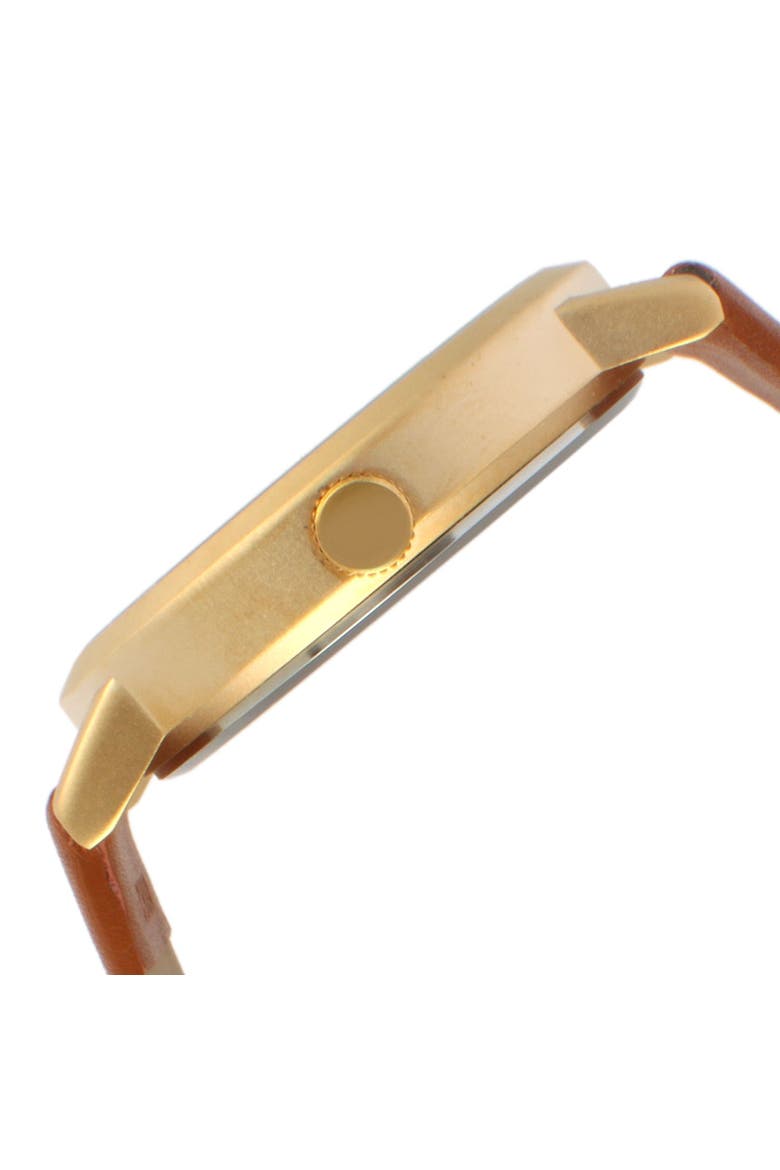 Minimalist Clean Dial Calfskin Leather Watch- 40MM, Alternate, color, Brown