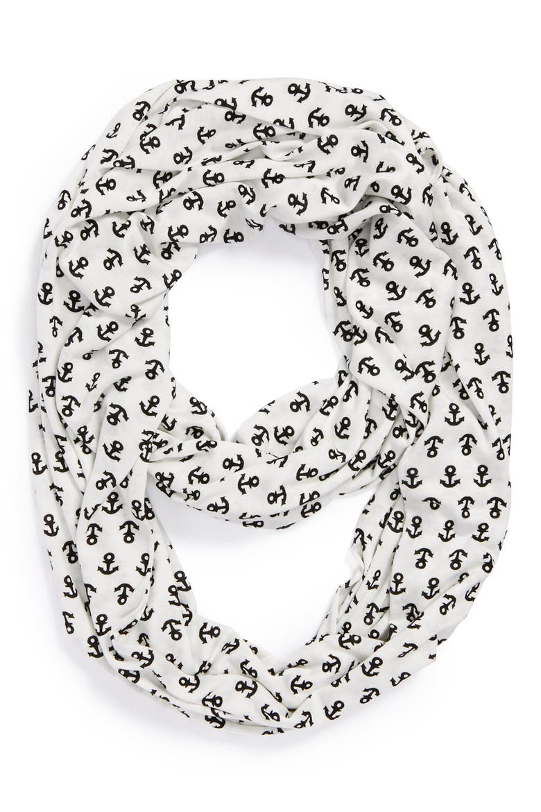Sperry Top-Sider® 'Anchor' Infinity Scarf, Main, color, WHITE