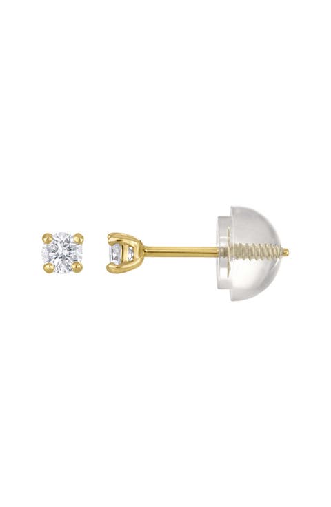Kids' 14K Gold Lab Grown Diamond Solitaire Stud Earrings