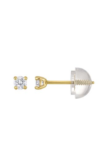 Fzn Kids' 14k Gold Lab Grown Diamond Solitaire Stud Earrings In Yellow