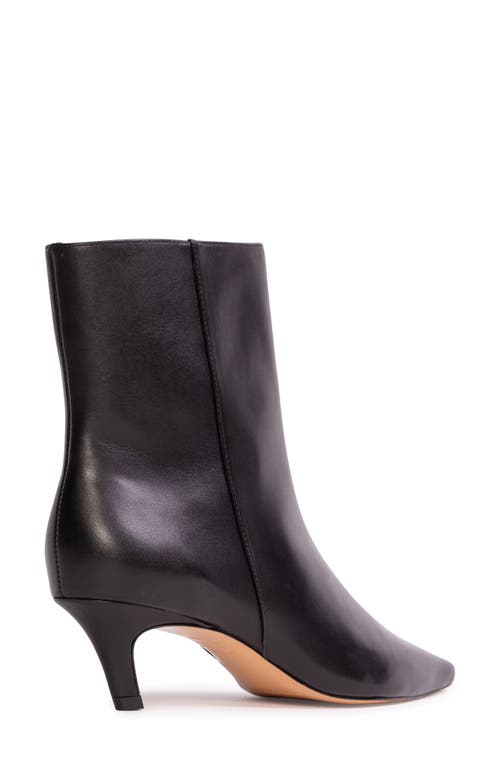 Black Suede Studio Avenue 50 Pointed Toe Kitten Heel Bootie In Black Nappa Leather