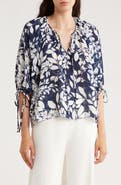 Renee C Floral Tie Sleeve Top