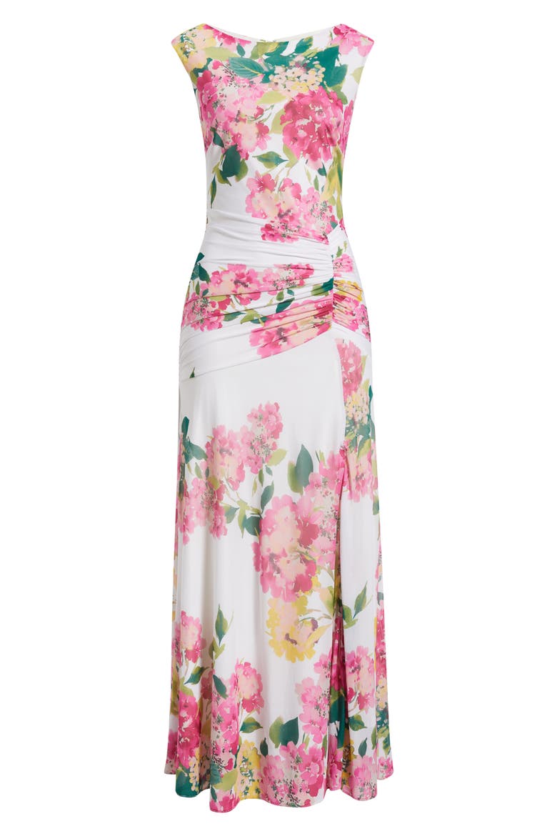 Floral Ruched Gown, Alternate, color, PINK MULTI