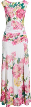 Eliza J Floral Ruched Gown