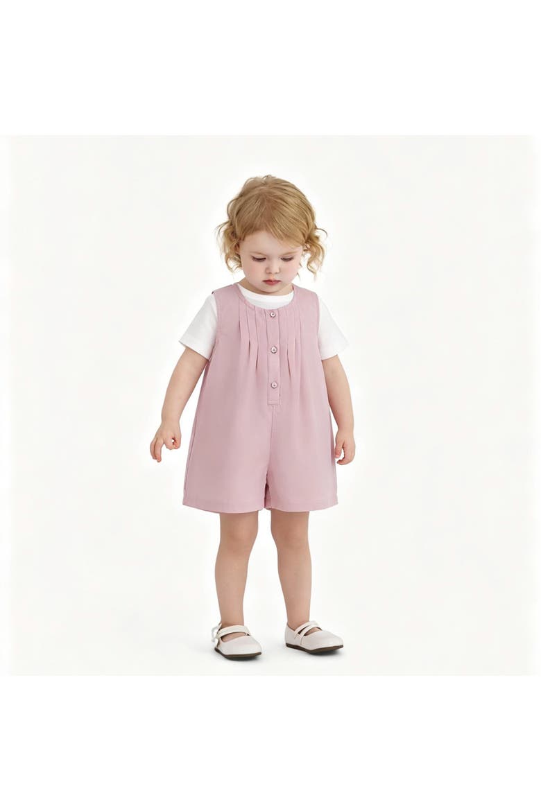 Button Romper Set, Alternate, color, Pink