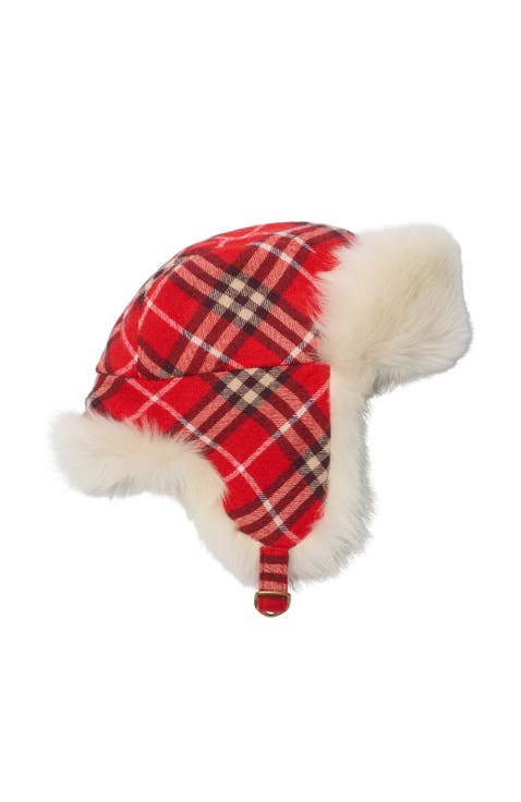 Check Wool Trapper Hat