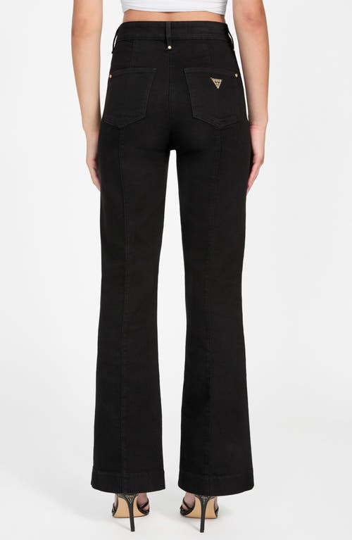 Guess New Faye High Waist Flare Leg Sailor Jeans In Black