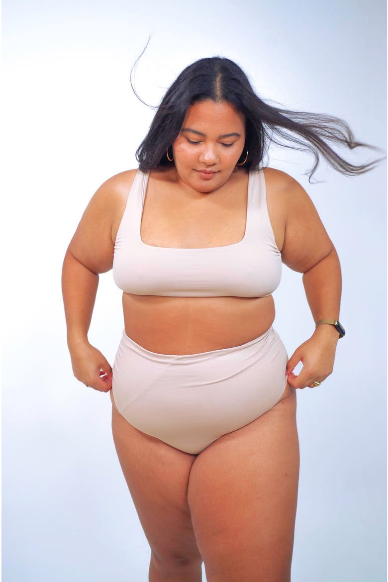 Cali Super High Waisted Bikini Bottom, Alternate, color, Cream