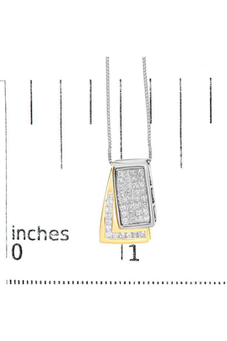 14K Gold 1.0 Cttw Princess Cut Diamond Foldover Box Pendant Necklace, Alternate, color, YellowWhite