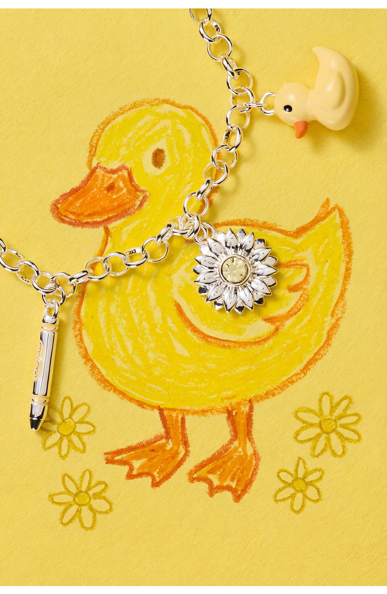 Alex and Ani Crayola x Alex and Ani Fan Favorites Sunglow Charm Bracelet, Alternate, color, Silver