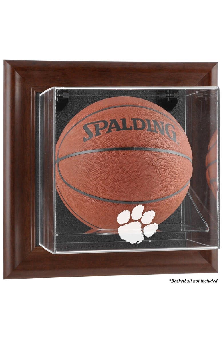 FANATICS AUTHENTIC Clemson Tigers Brown Framed Wall-Mountable Basketball Display Case, Main, color, 