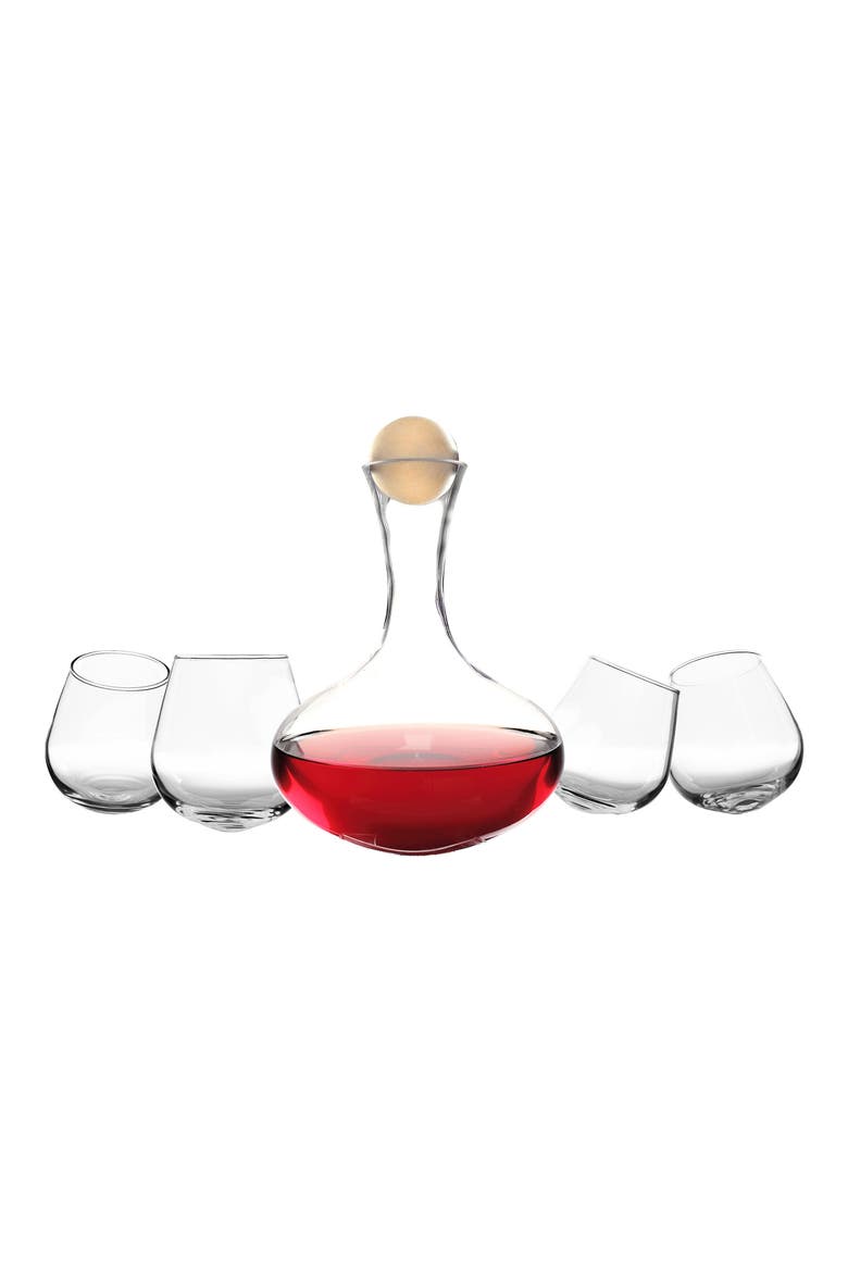 'Tipsy' Monogram Wine Decanter & Stemless Glasses, Main, color, BLANK