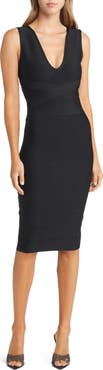 bebe V-Neck Bandage Midi Dress