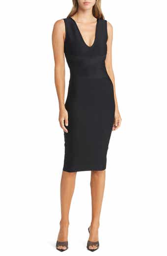 bebe V-Neck Bandage Midi Dress