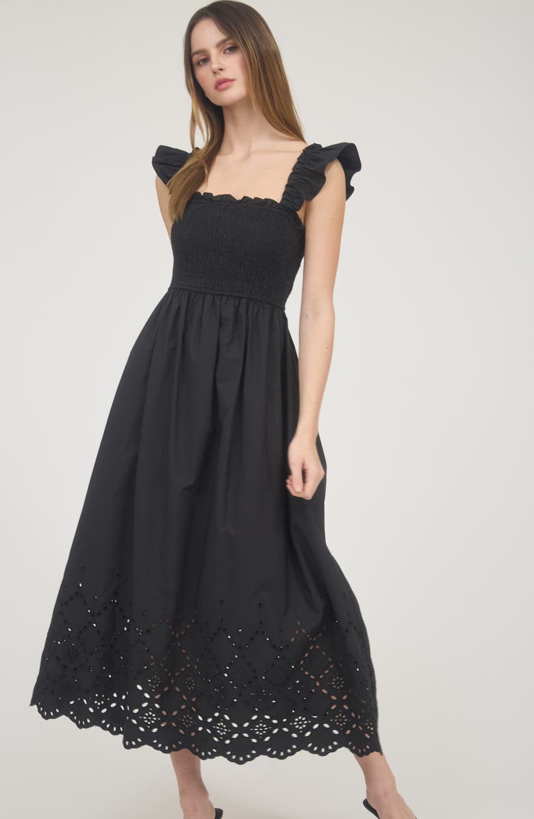 Blu Pepper Eyelet Midi Dress, Alternate, color, 