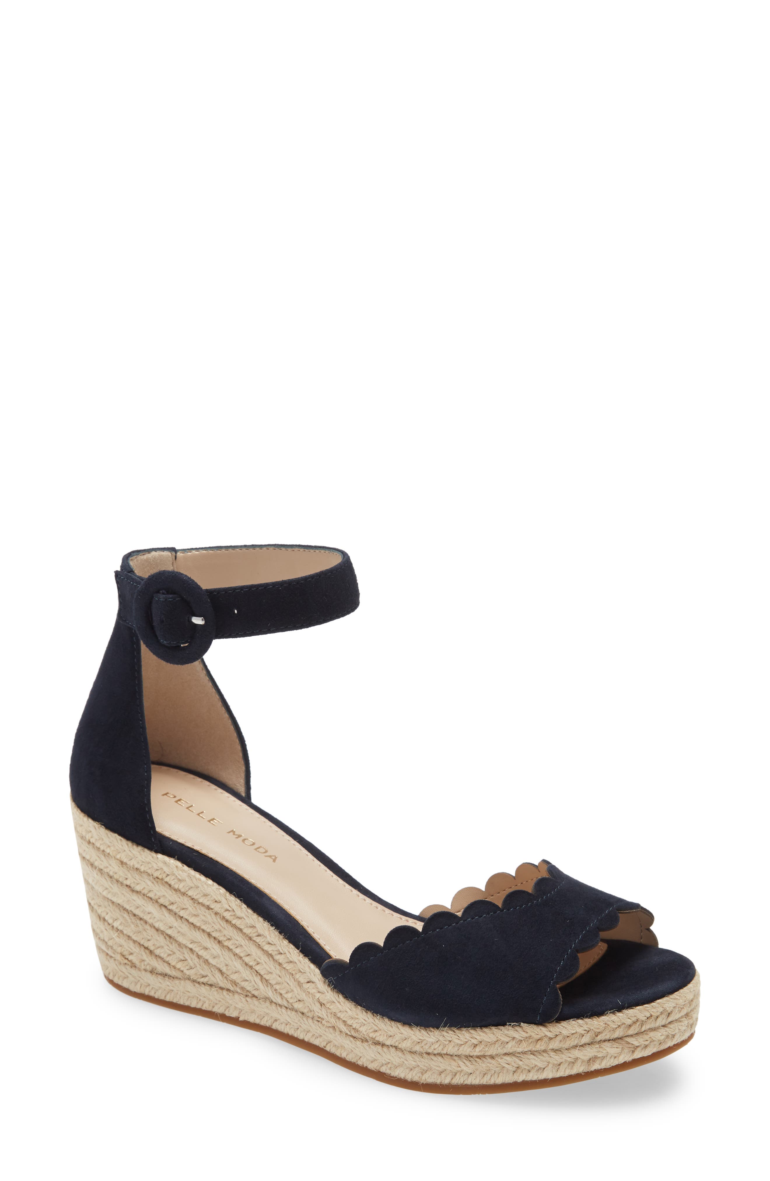 Krisa Scalloped Wedge Sandal, Main, color, MIDNIGHT
