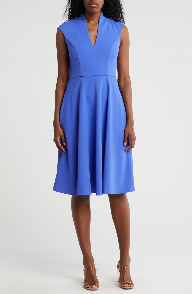 Eliza J Fit & Flare Dress, Main, color, Porcelain Blue