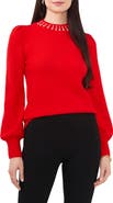 Chaus Imitation Pearl Collar Sweater
