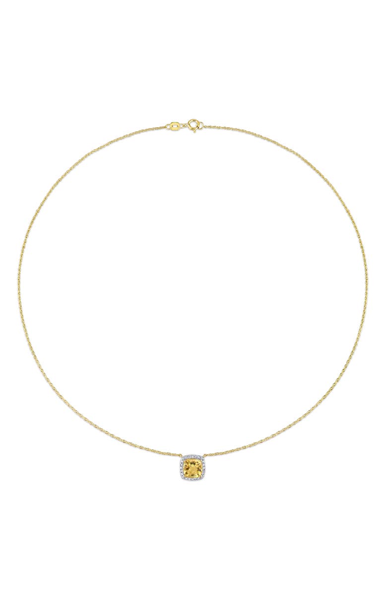 Julianna B. Citrine & Diamond Cushion Halo Necklace 10k, Alternate, color, Citrine