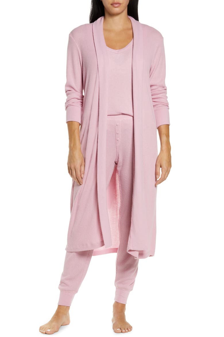 Peachy Rib Knit Robe, Main, color, LILAC ROSE