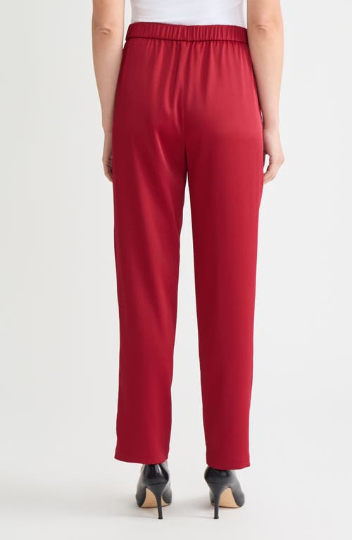 Misook Nora Crêpe De Chine Straight Leg Pants In Red
