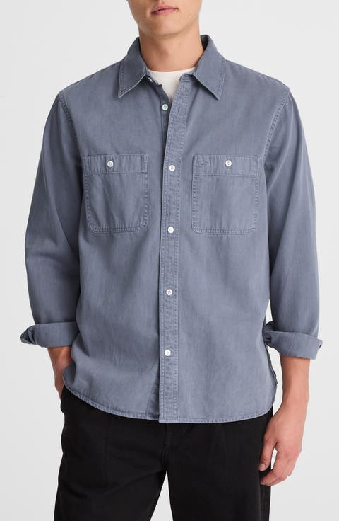 Cotton Button-Up Work Shirt