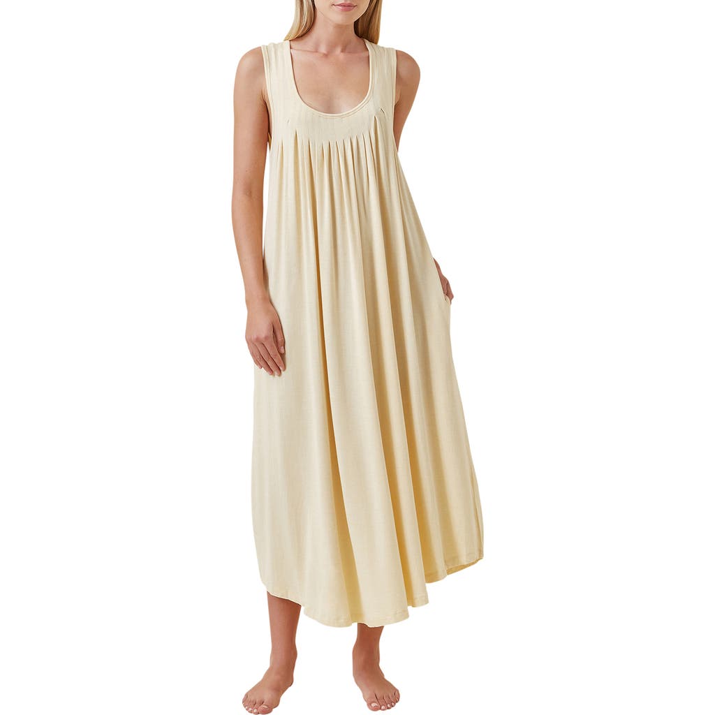 Papinelle Kate Soft Pleated Nightgown In Neutral