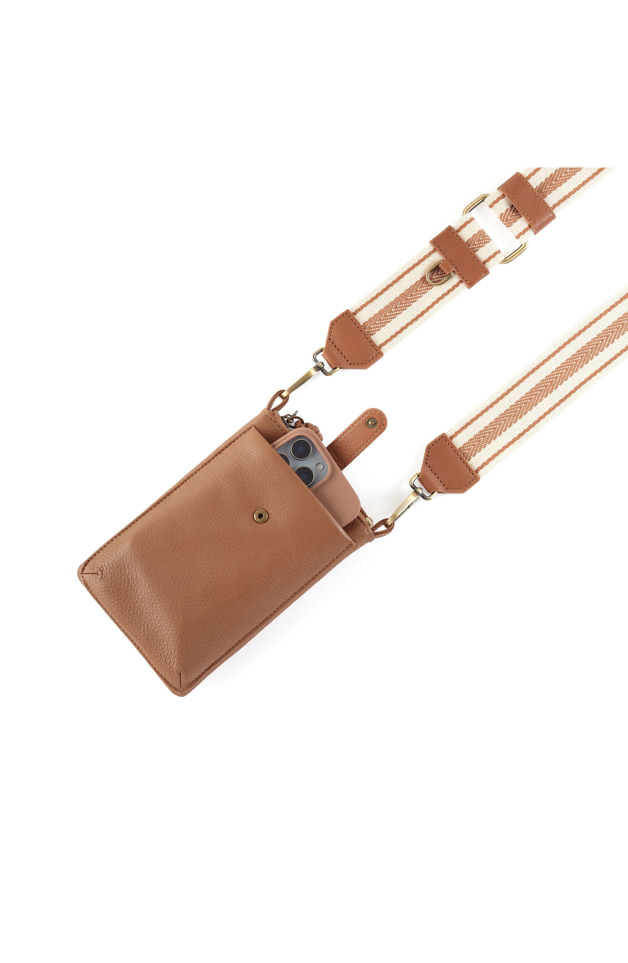 HOBO Cass Leather Phone Crossbody Bag, Alternate, color, Brown Sugar