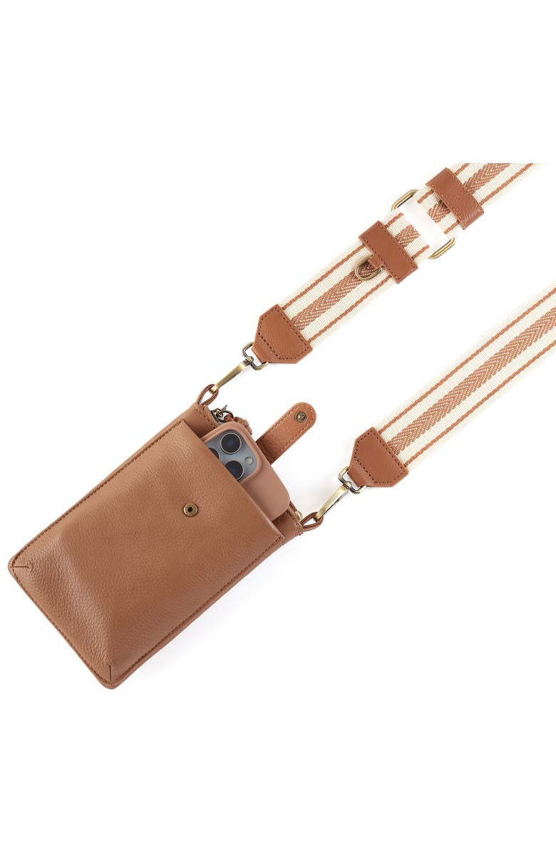 HOBO Cass Leather Phone Crossbody Bag, Alternate, color, Brown Sugar