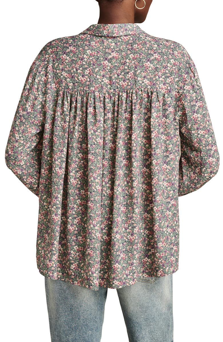 Lucky Brand Floral Pleat Back Button-Up Shirt, Alternate, color, 