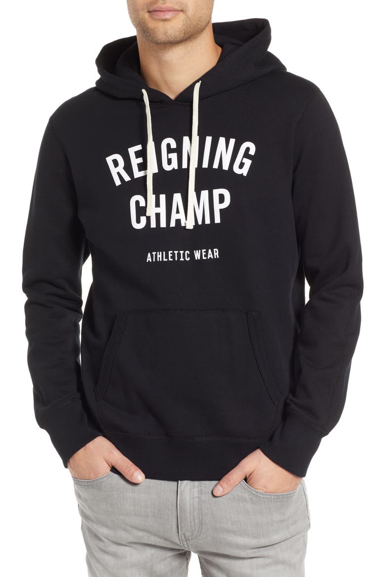Gym Logo Hooded Sweatshirt, Main, color, BLACK/ WHITE