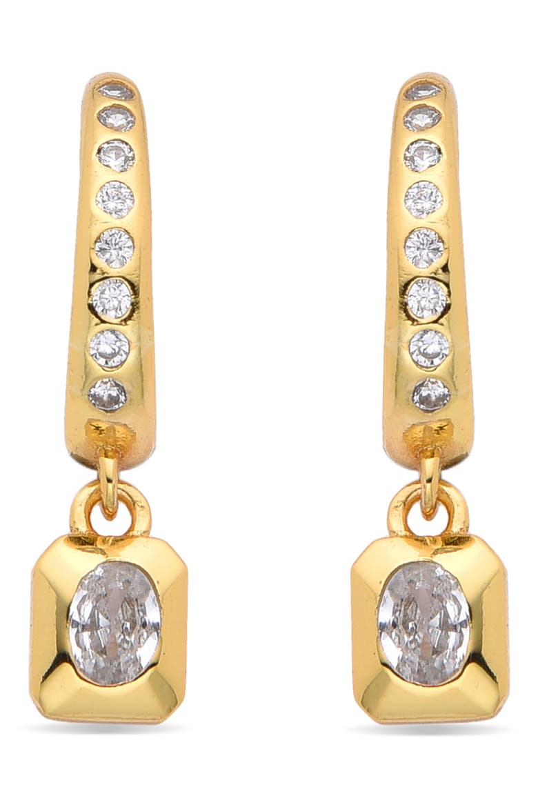 Justine Dangle Huggie Hoop Earrings, Alternate, color, GOLD