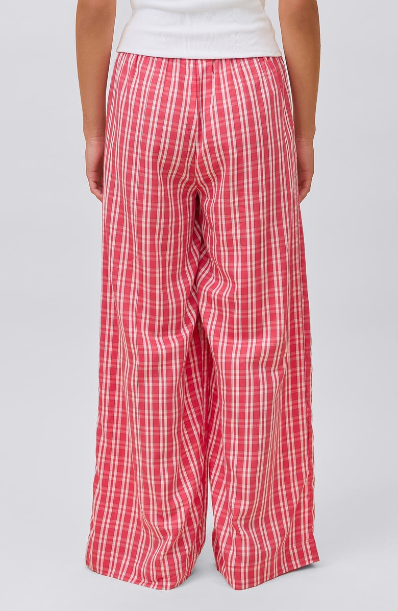 Papinelle Holiday Plaid Cotton Sateen Pajama Pants, Alternate, color, Berry Red