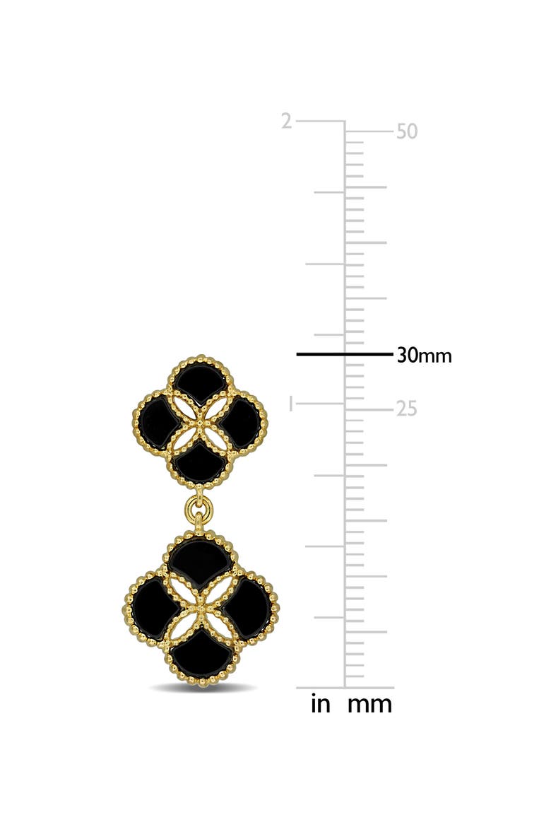 Black Agate Quatrefoil Drop Earrings, Alternate, color, BLACK