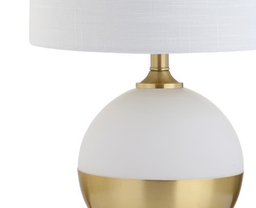 Jonathan Y Carr 23.5" Ceramic/metal Led Table Lamp, White/brass In White/brass