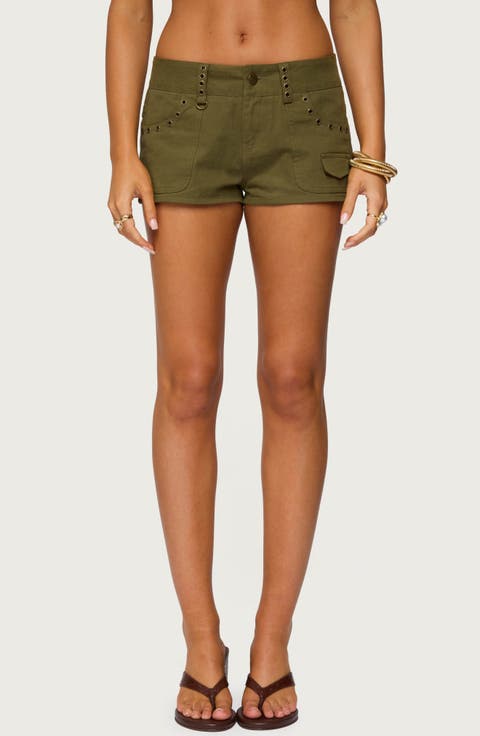 Hazen Grommet Low Rise Twill Shorts