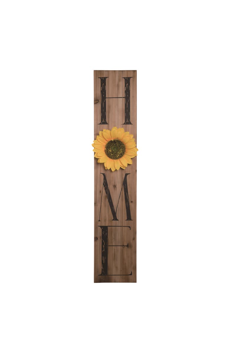 Transpac 47.5 Inch Brown Spring Sunflower Porch Decor Freestanding Wood Sign for Spring Home Decoration, Main, color, Brown