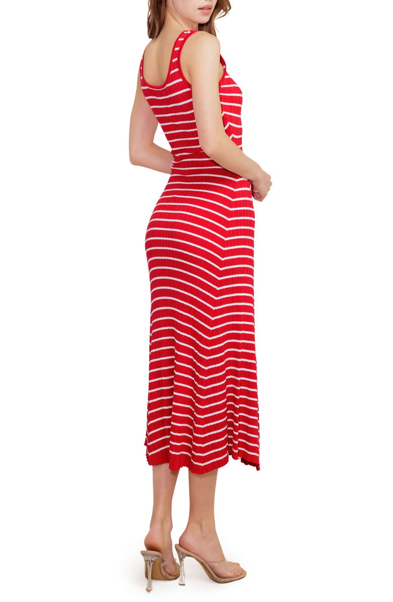 FREEMARKET Stripe Rib Midi Dress, Alternate, color, Red