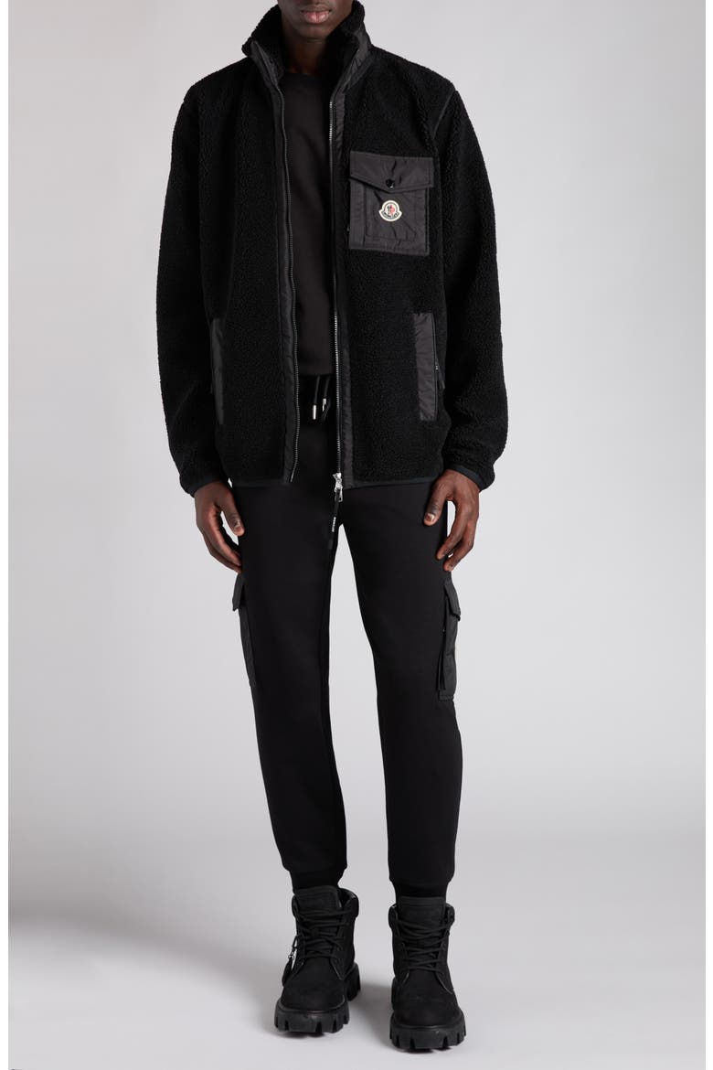 Faux Shearling Jacket, Alternate, color, BLACK