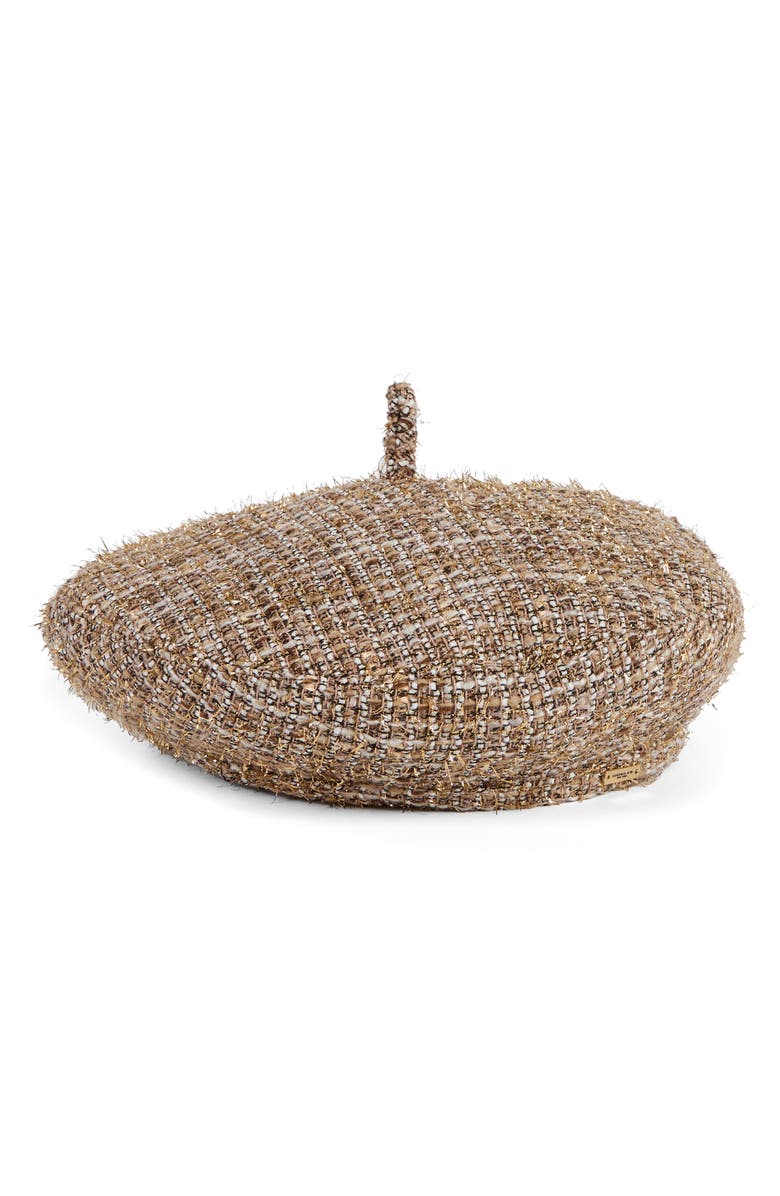Eugenia Kim Carter Tweed Beret, Main, color, Camel/ Gold