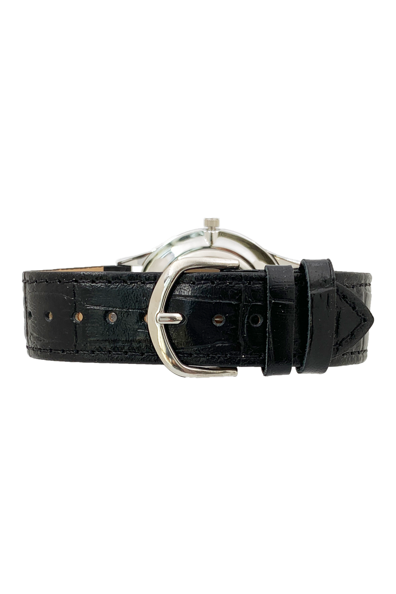 Easy Read Large Face Leather Watch- 40MM, Alternate, color, Black