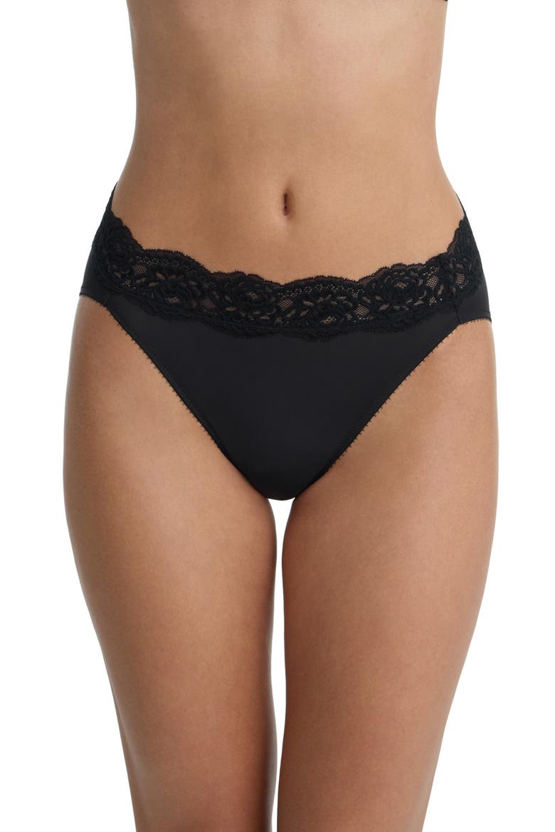 Divine Lace Trim French Cut Brief 3-Pack, Alternate, color, Black/Black/Nylon