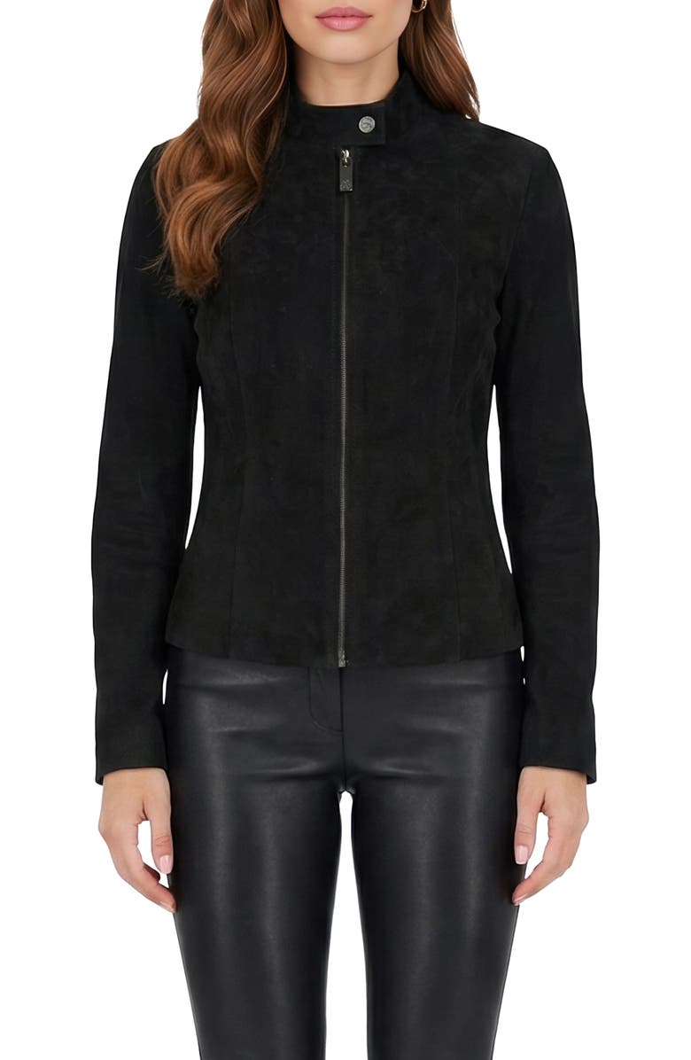 GORSKI Genuine Metis Suede Zip Jacket, Main, color, Black