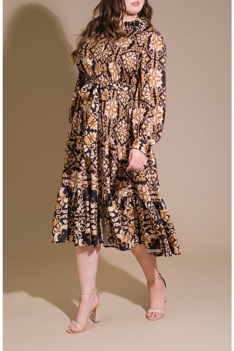 Geometric Floral Shirtdress, Alternate, color, BLACK
