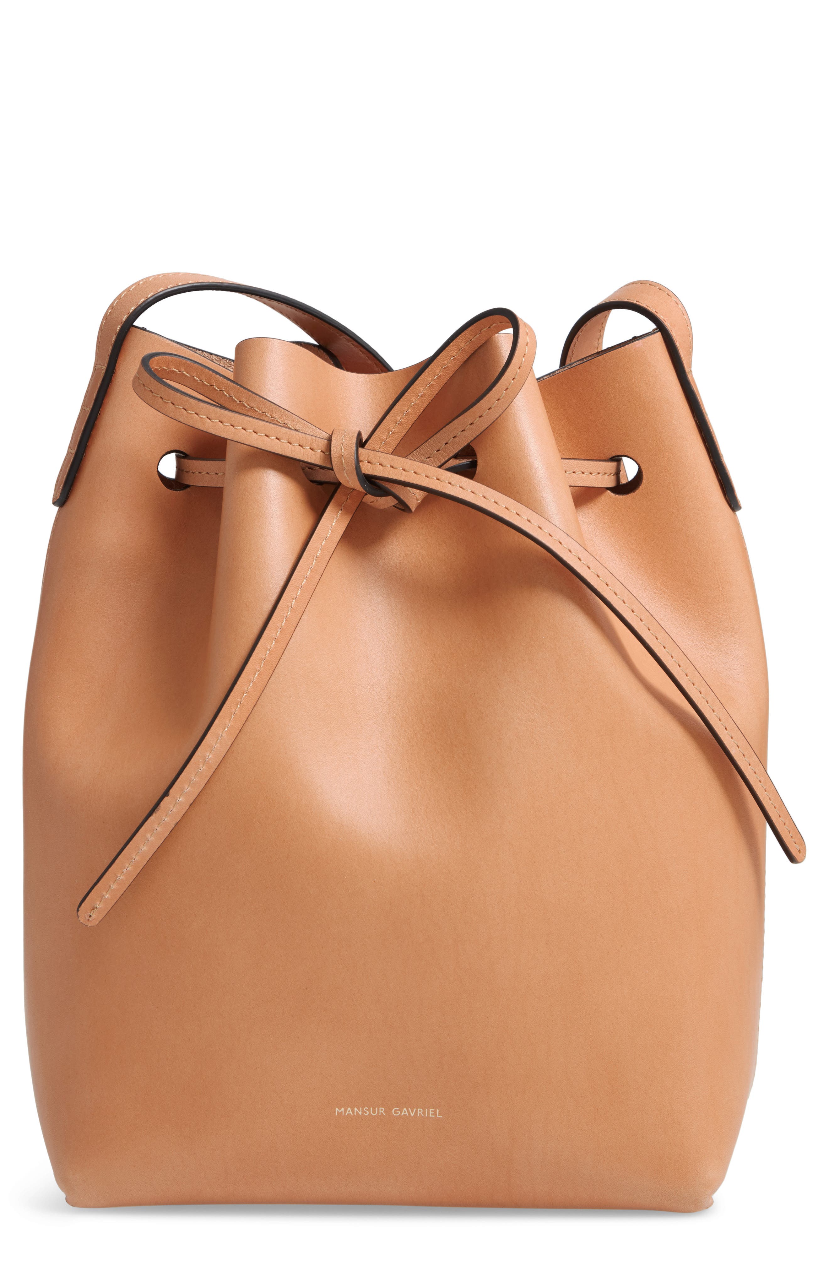 Mansur Gavriel Mini Leather Bucket Bag, Main, color, 