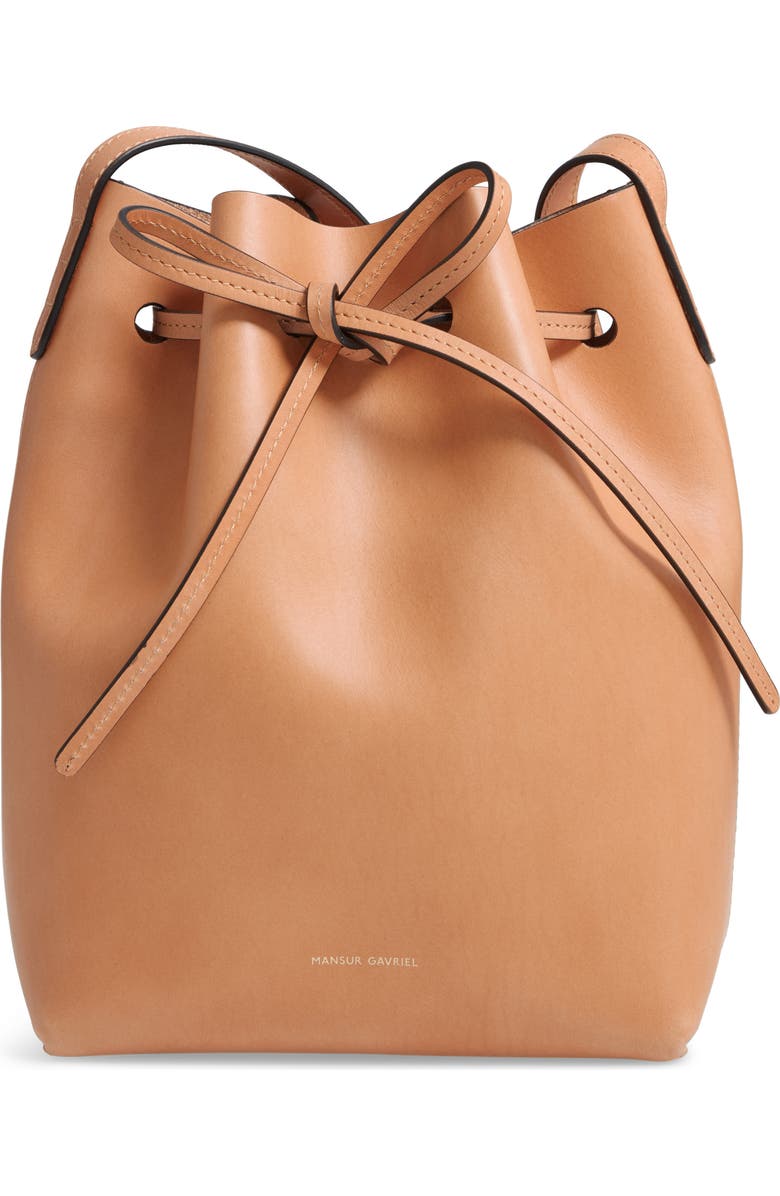 Mansur Gavriel Mini Leather Bucket Bag, Main, color,