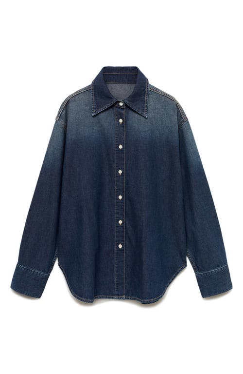 Mango Oversize Denim Button-up Shirt In Dark Blue