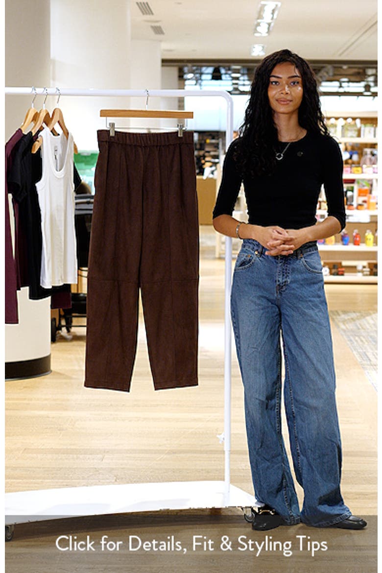 Paneled Barrel Leg Faux Suede Pants video